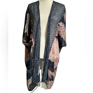 Maurices Navy Floral Paisley Kimono/ Cardigan